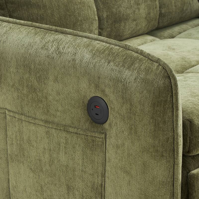 3-in-1 Multi-functional Tufted Chenille Lounge with Storage Space by Harper&Bright Designs