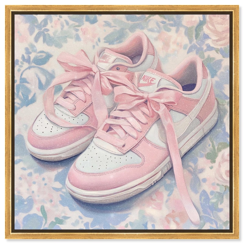 Gentle Ribbon Sneakers Canvas by Art Remedy - Gold - 12" x 12"