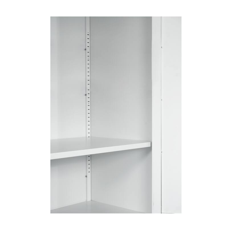 60" Tall Metal Wardrobe Closet Clothes Storage Cabinet with Folding and Hanging Areas, White