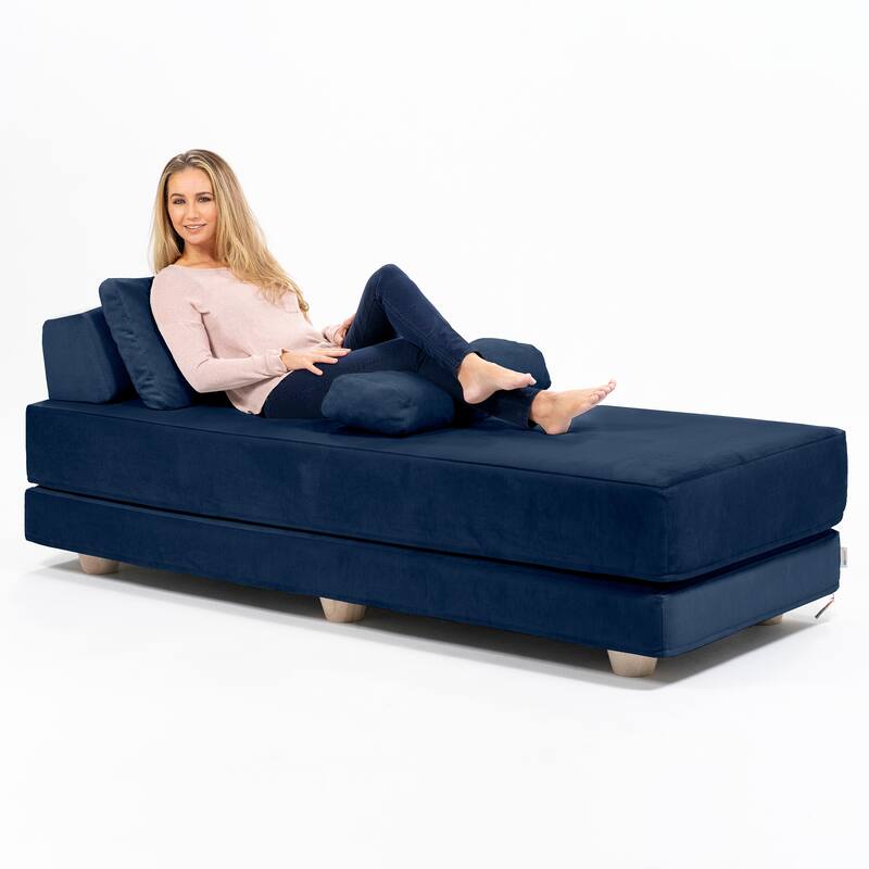 Jaxx Balshan Cushioned Micro-velvet Convertible Chaise Lounge Daybed