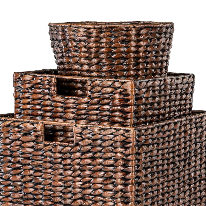 happimess Traditional Assorted Hand-Woven Hyacinth/Iron Baskets, (Set of 10)