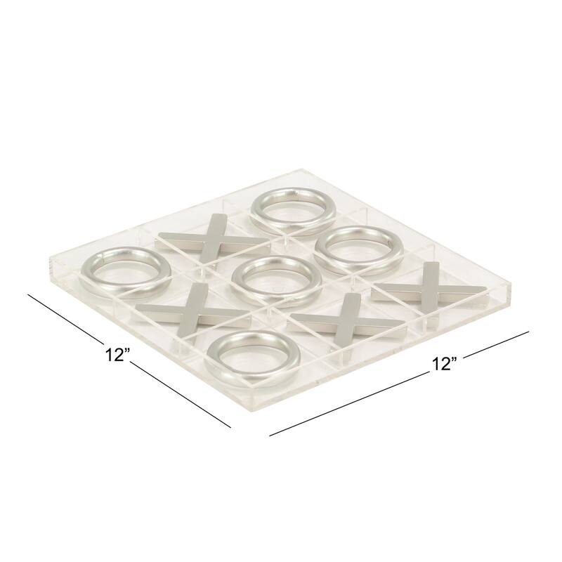 Acrylic Plastic Tic Tac Toe Home Decor Game Set with Gold or Silver Pieces - Clear - Roche River Decor