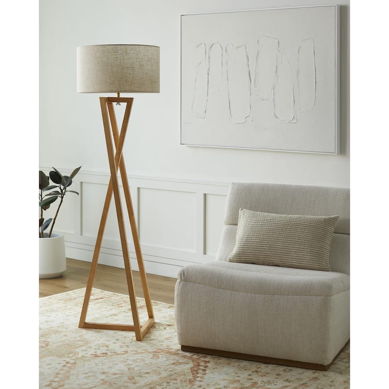 Livabliss Verdantia Cottage Accent Floor Lamp - 63"H x 18"W x 18"D - Brown