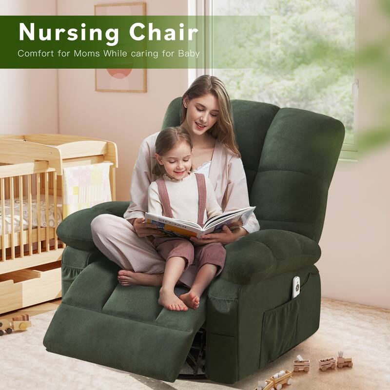 Massage Recliner Chair with Vibration and Lumbar Heating 350LB Capacity Swivel Rocker
