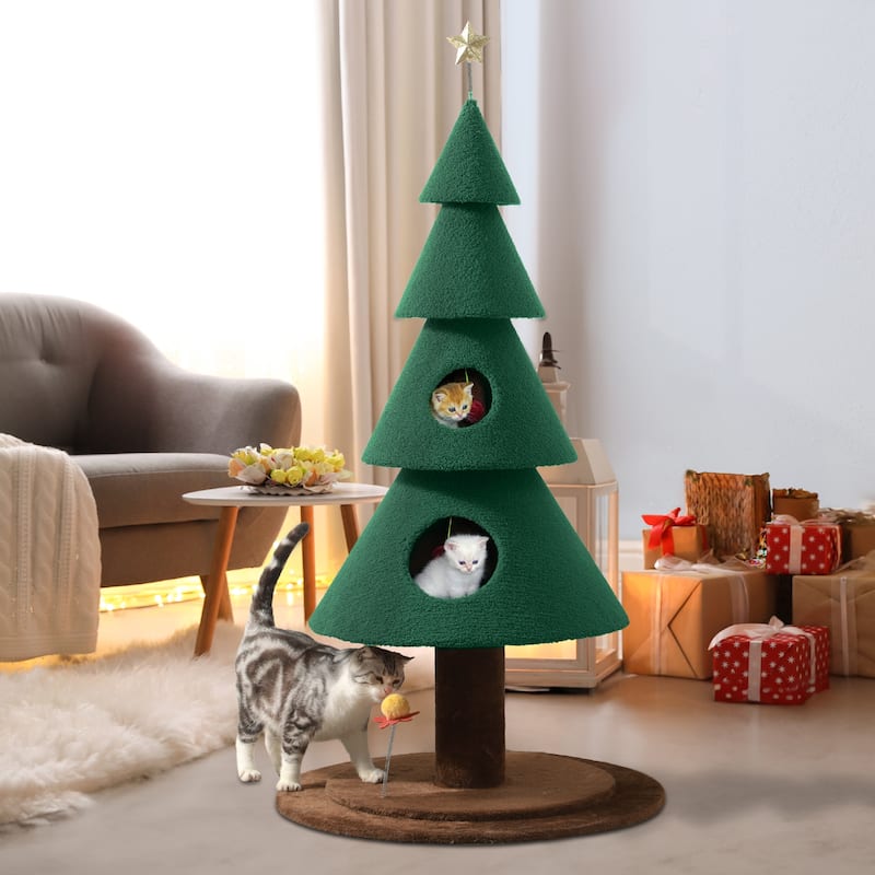 Moasis Christmas Tree Cat Condo - Green