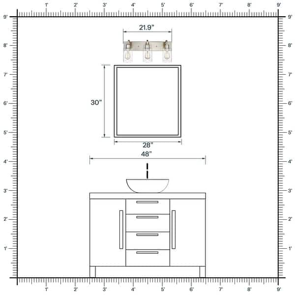 dimension image slide 10 of 26, Bathroom Vanity Light Fixtures - Farmhouse Wall Light for Bathroom