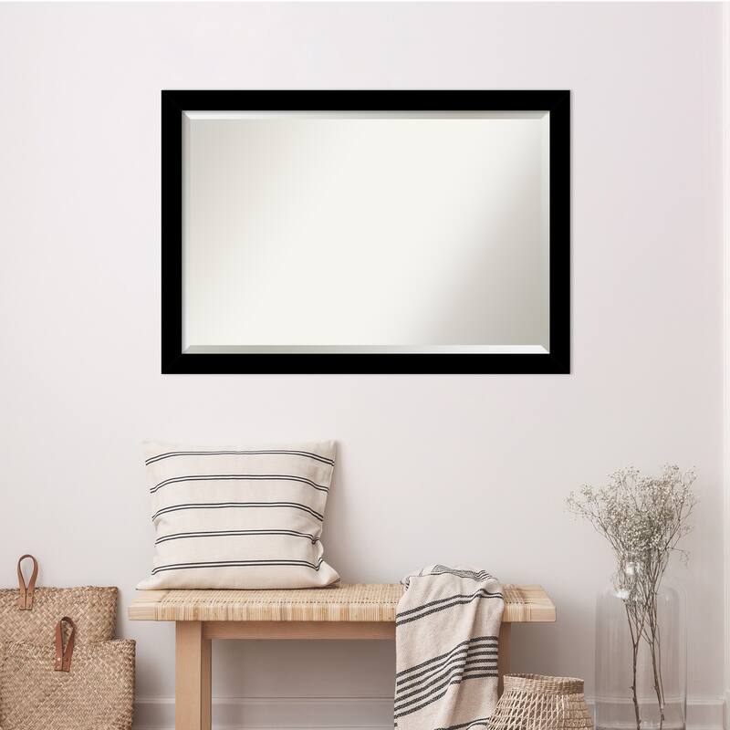 Basic Narrow Beveled Wood Framed Wall Mirror