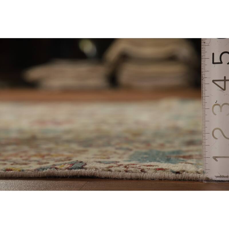 Hand Knotted Oriental 100% Wool Carpet Traditional All-Over Beige & Ivories Ziegler Area Rug - 7' 8'' X 5' 7''