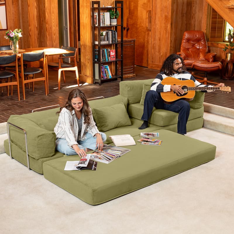 Jaxx Unsofa Modular Convertible Sectional Sofa with Fold Out King Sleeper Bed