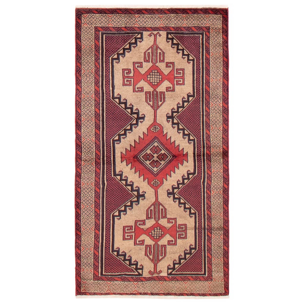 ECARPETGALLERY Hand-knotted Royal Baluch Tan Wool Rug - 3'2 x 6'2