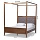 preview thumbnail 9 of 8, Carbon Loft Osoba Modern and Contemporary Platform Canopy Bed-Grey/Walnut Brown