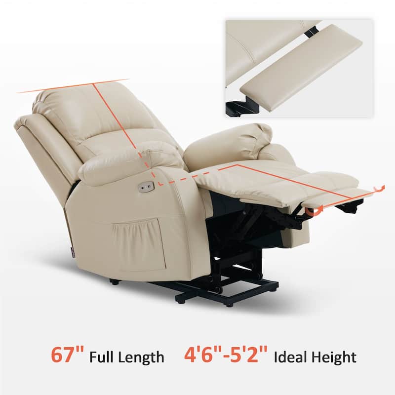 MCombo Small Sized Power Lift Recliner Chair with Massage and Heat, USB Ports, Faux Leather 7409