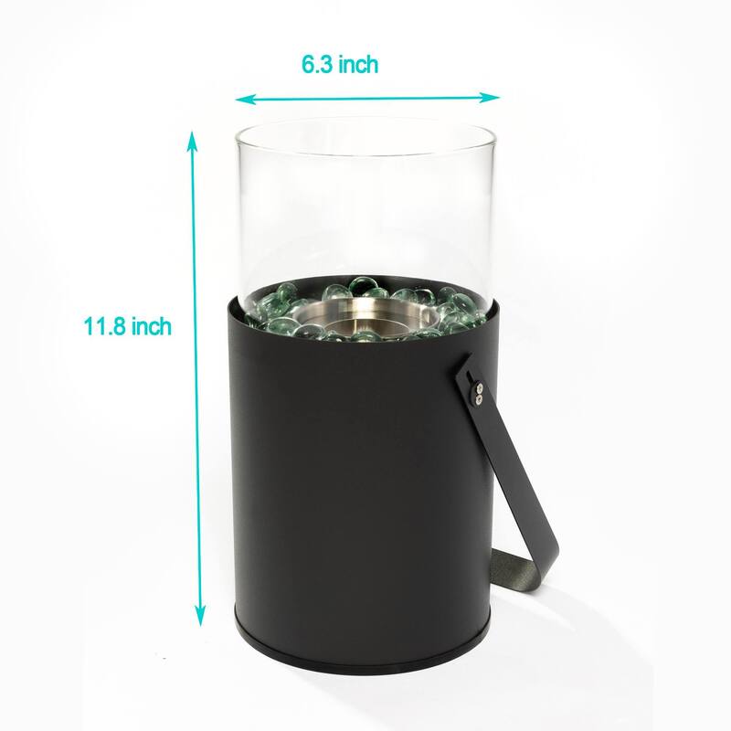 6.3 in. W x 6.3 in. D x 11.8 in. H Round Gel Burning Outdoor Portable Mini Fire Pit