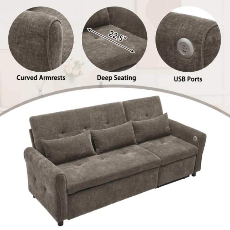 2-in-1 Sofa with Pull-Out Sleeper & Reversible Recliner by Harper&Bright Designs