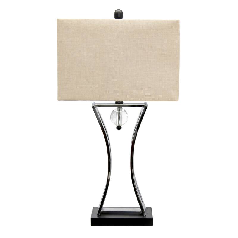 Curved Metal Base Table Lamp with Beige Drum Shade - 27.5" - Chrome Finish