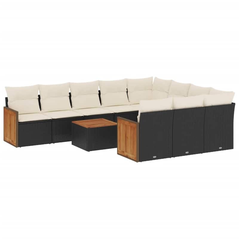 vidaXL Patio Sofa Set with Cushions Outdoor Conversation Furniture Poly Rattan