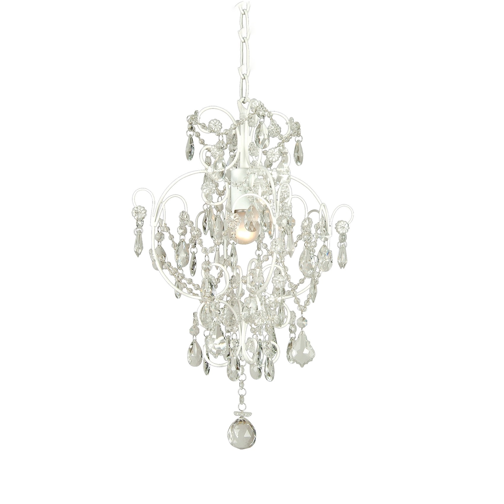 1-Light Chrome Chandelier With Clear Crystals
