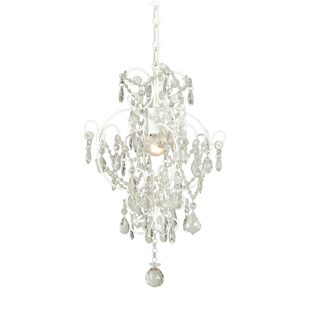 1-Light Chrome Chandelier With Clear Crystals