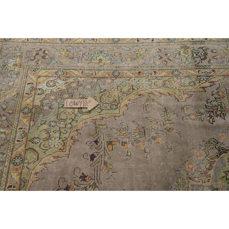 Hand Knotted Oriental 100% Wool Carpet Traditional Medallion Brown Tabriz Area Rug - 11' 0'' X 7' 8''