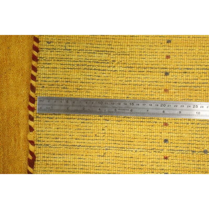 Hand Knotted Oriental 100% Wool Carpet Tribal Animal Pictorial Yellow & Gold Gabbeh Area Rug - 9' 9'' X 8' 0''