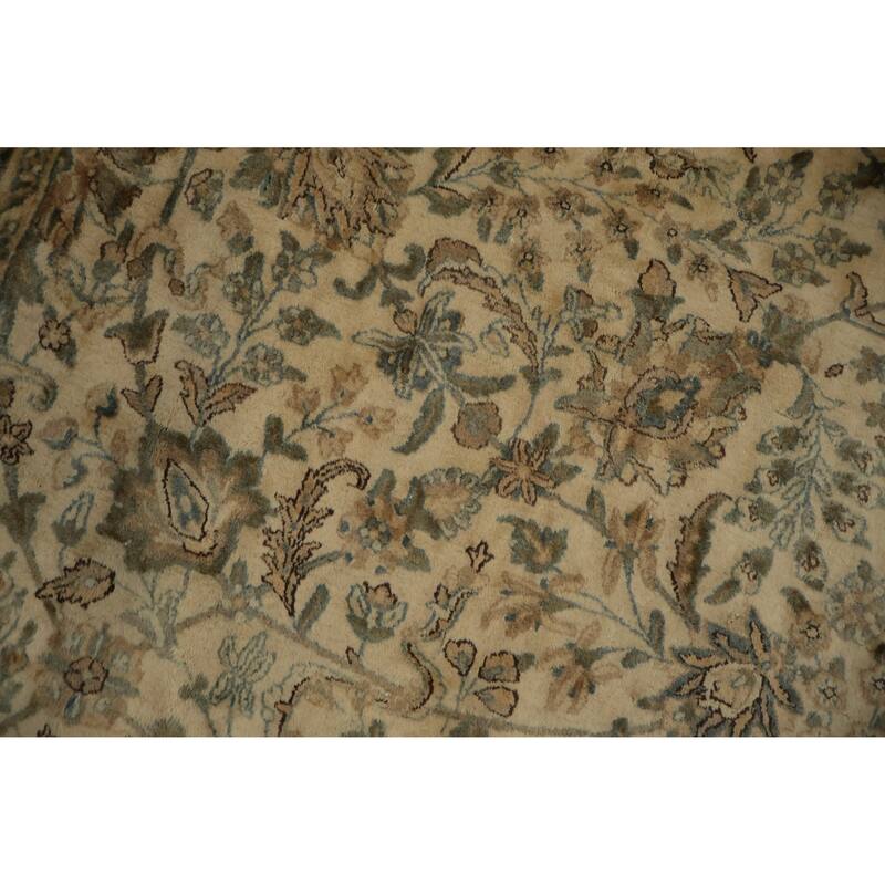 Hand Knotted Oriental 100% Wool Carpet Traditional All-Over Beige & Ivories Kerman Area Rug - 16' 1'' X 11' 2''
