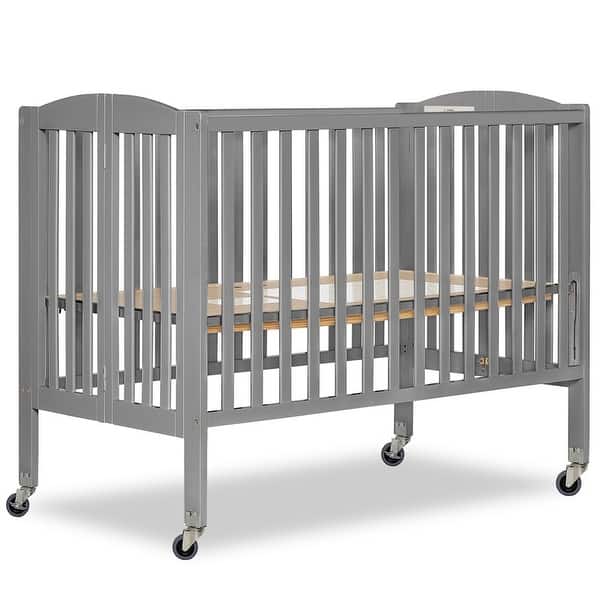 slide 2 of 6, Dream On Me Folding Full Size Convenience Crib - Steel Grey Steel Grey