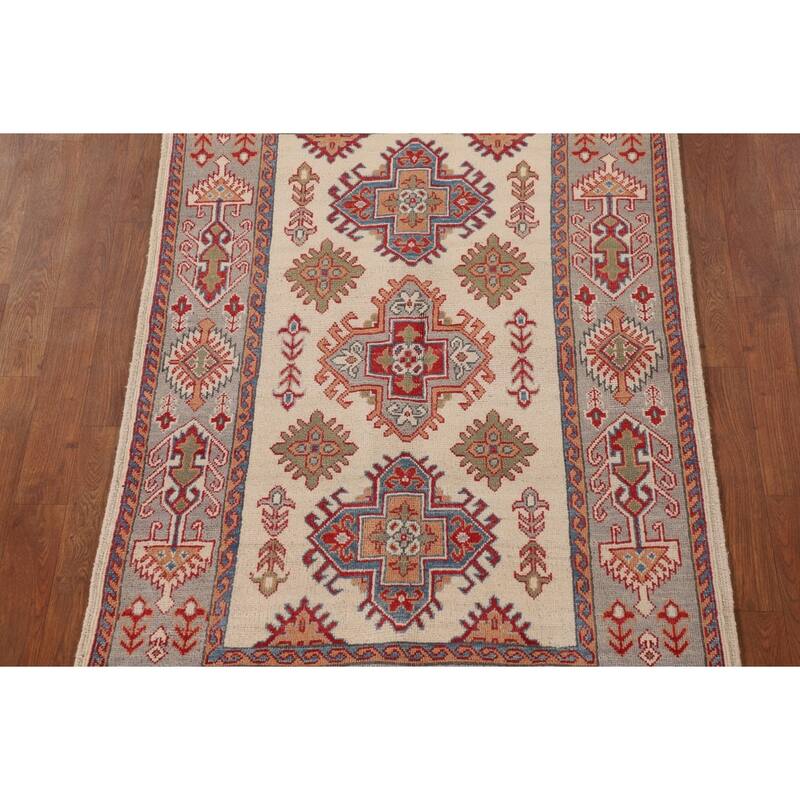 Kazak Oriental Accent Rug Handmade Beige Wool Carpet - 3'3"x 5'1"
