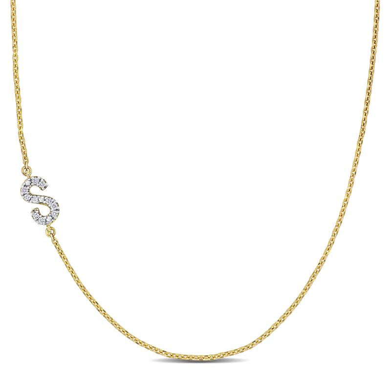 Miadora Diamond Accent A to Z Initial Station Necklace in 14k Yellow Gold - S
