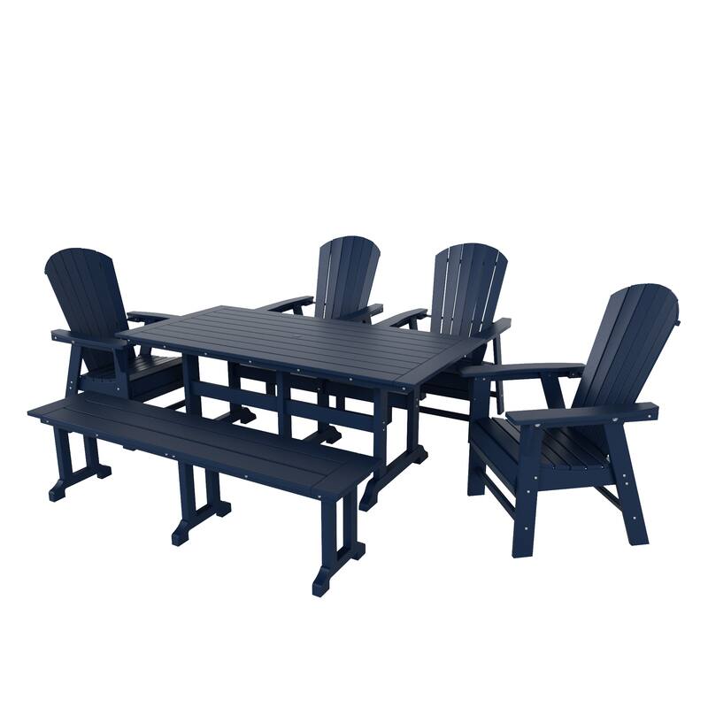 Altura 6-Piece Rectangular Poly Eco-Friendly All Weather Outdoor Dining Set with Bench