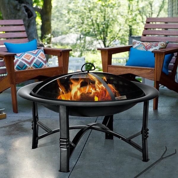 Shop Costway 30 Outdoor Fire Pit Bbq Portable Camping Firepit Heater Patio Garden Grill Overstock 23590735