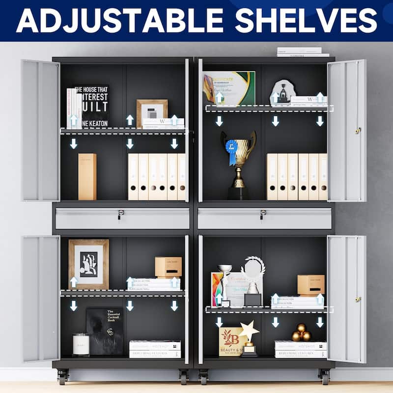 Steel Garage Storage Cabinet Rolling Tool Storage Cabinet with Adjustable Shelves