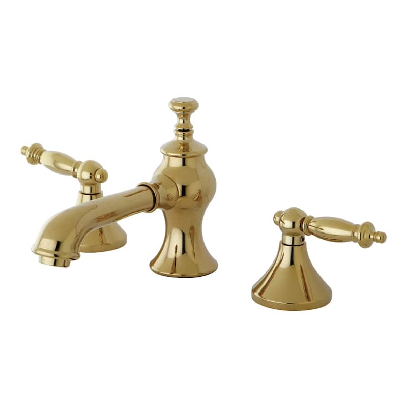 Templeton Deck Mount Widespread Bathroom Faucet with Brass Pop-Up - Polished Brass