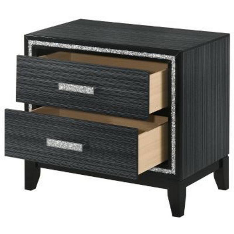Black 2 Drawer 17 in. W Nightstand with Sturdy Hardware and Ample Storage