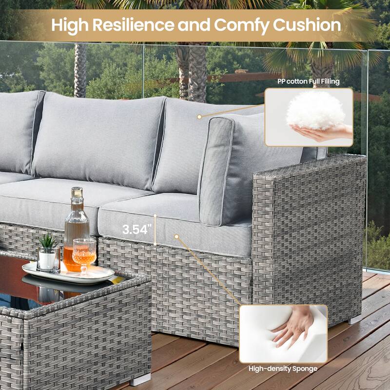 XIZZI 10-piece Patio Furniture Outdoor Seating Set with Fire Table
