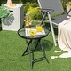 preview thumbnail 5 of 7, Costway Patio Folding Round Glass Side Table Bistro Coffee Table Plant - See Details