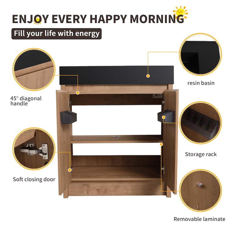Beingnext 24"/30"/48"/60" Bathroom Vanity with Sink, Freestanding Bathroom Vanity with Soft Close Door