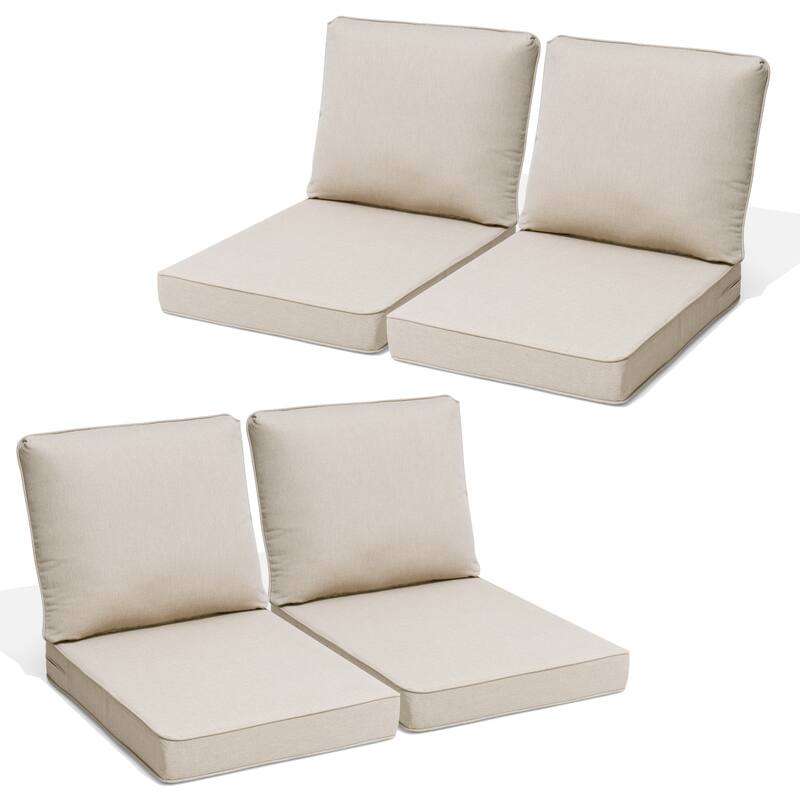 27.6 in W * 24.4 in D Outdoor Patio Deep Seat Cushion Chair Set - PUTTY - 4PC