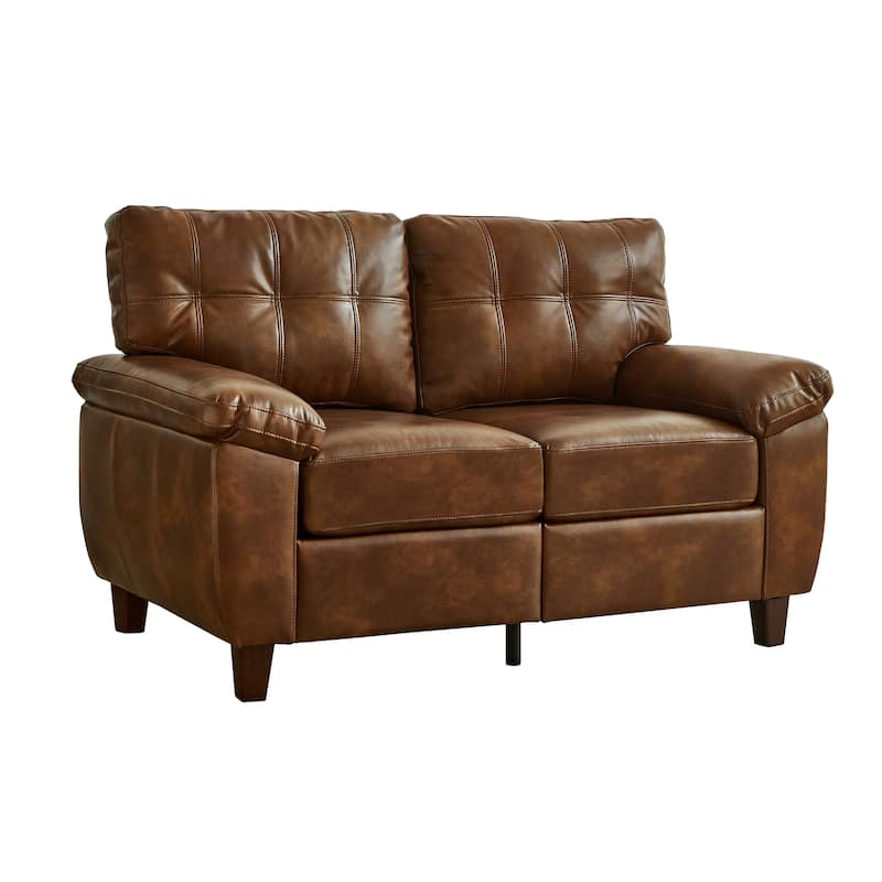59" Loveseat Modern Design Faux Leather Couch,Storage,Big Armrest Sofa,Upholstered Breathable PU Leather Sofa