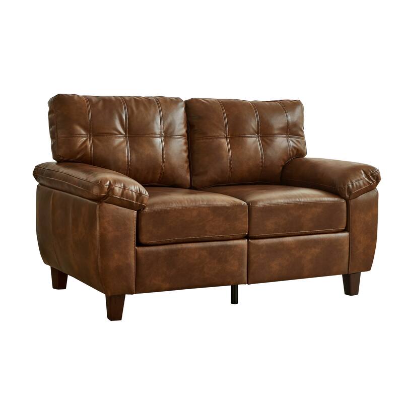 Roomfitters 2-Piece Sofa Set with Wide Armrests, Faux Leather 3-Seater and Loveseat with Storage for Living Room, PU Upholstery