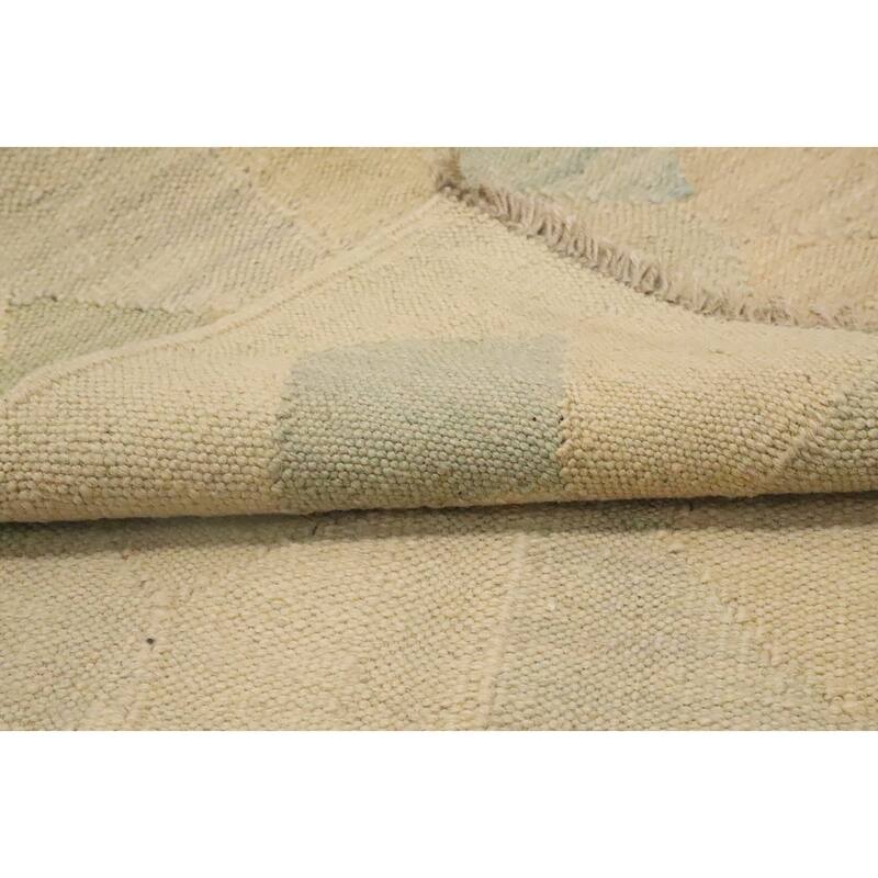 Hand Woven Oriental 100% Wool Carpet Southwestern Modern Beige & Ivories Kilim Area Rug - 4' 9'' X 2' 11''