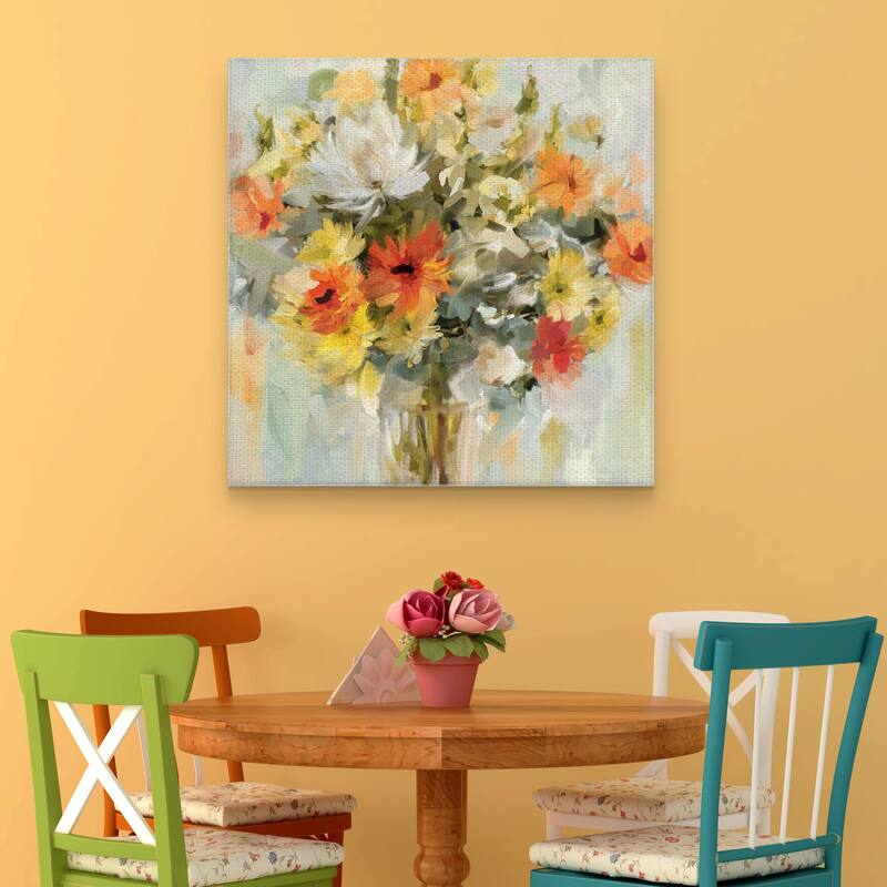 Mason Jar Flowers by Studio Arts Canvas Art Print