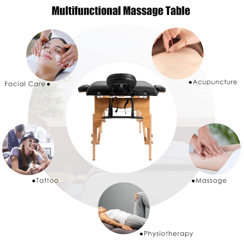 Costway 84''L Portable Massage Table Adjustable Facial Spa Bed Tattoo