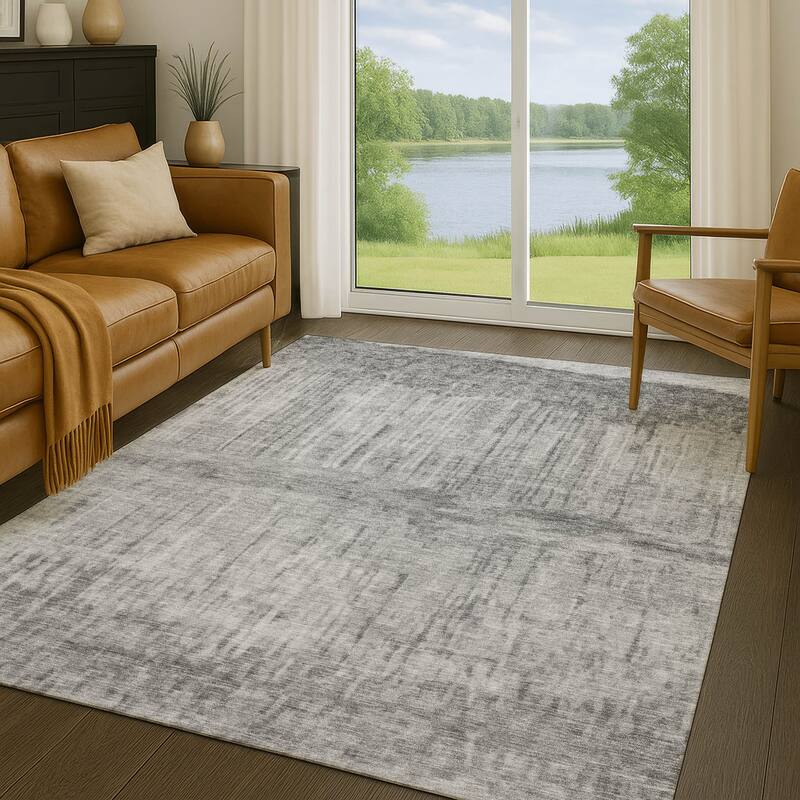 Machine Washable Indoor/ Outdoor Modern Ombre Chantille Rug