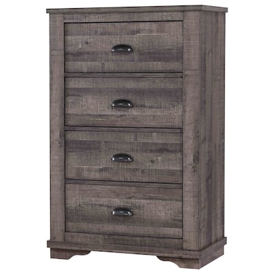 48 inch 4 Drawer Wooden Chest with Cup Pulls, Gray