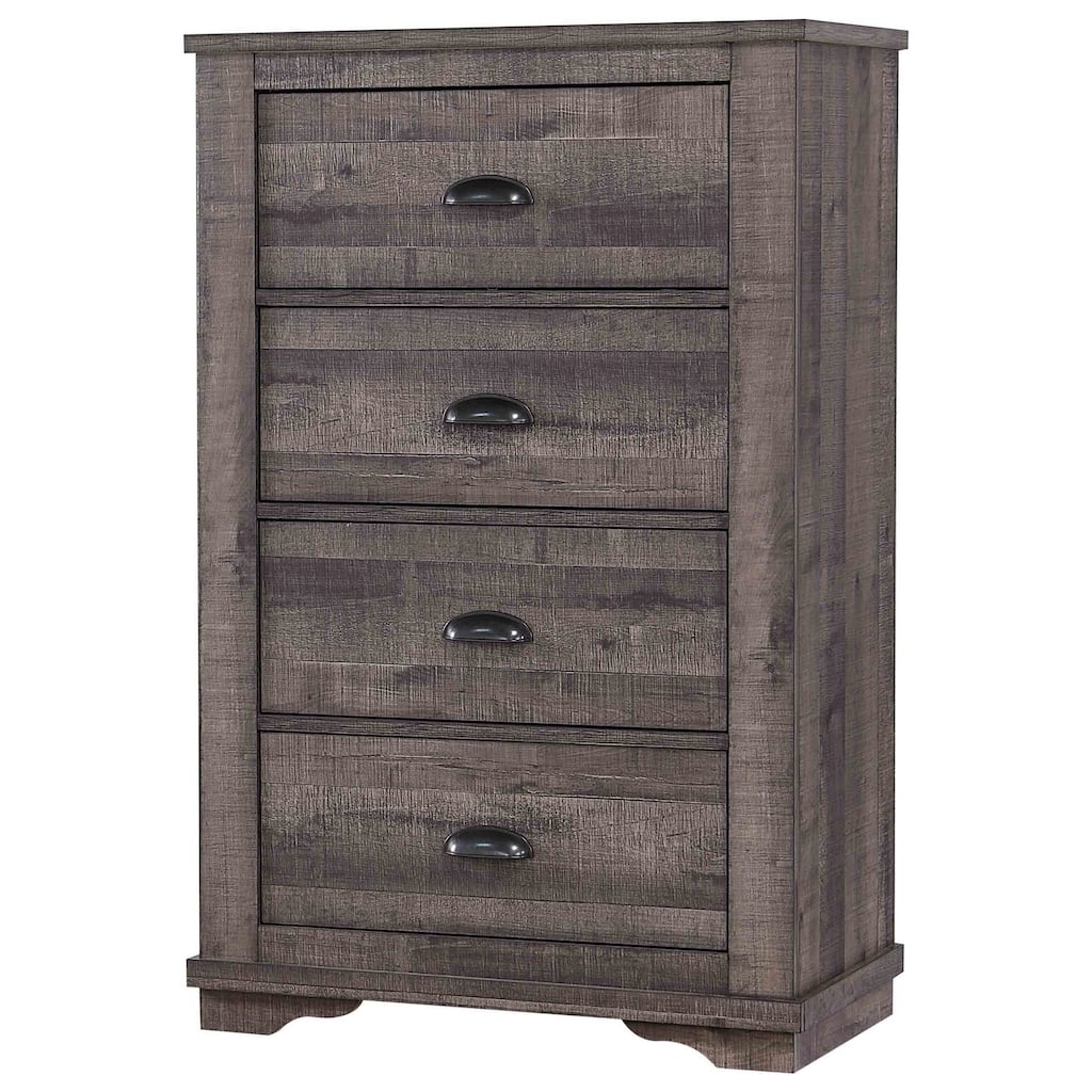 48 inch 4 Drawer Wooden Chest with Cup Pulls, Gray