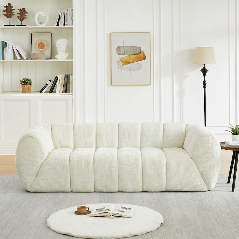 86.5" 3-Seater Chenille Pure Foam Sofa - Beige