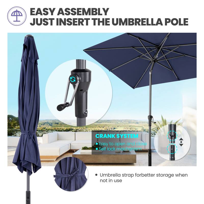 Crestlive Products 9 x 5 FT Patio Outdoor Rectangular Market Umbrella
