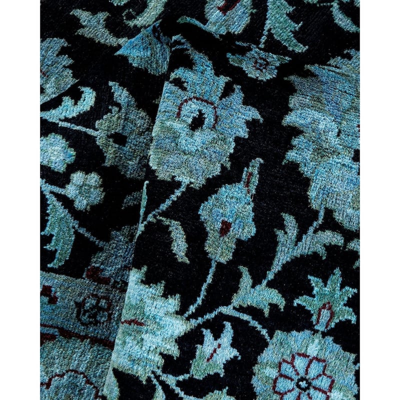 Overton Hand Knotted Wool Vintage Inspired Modern Contemporary Overdyed Blue Area Rug - 3' 1" x 5' 2"