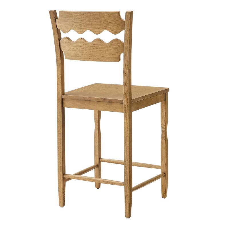 Jax Oak Wood Counter Stool With Wavy Razor Back