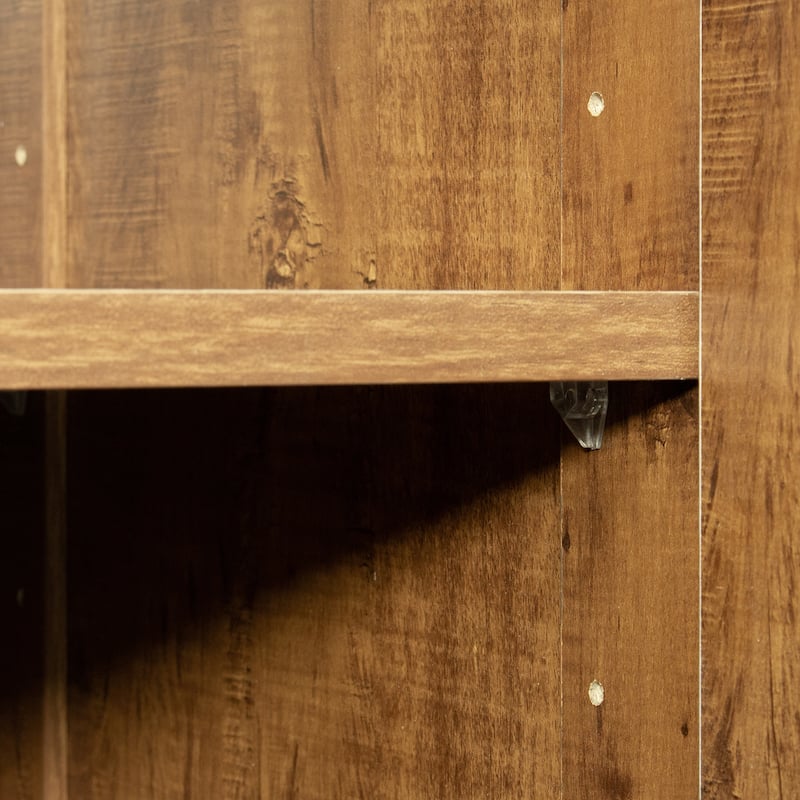 Wood High Wardrobe Cabinet with 4 Storage Spaces and 2 Doors
